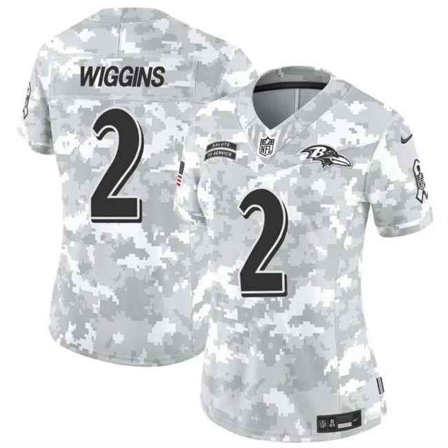 Women's Baltimore Ravens #2 Nate Wiggins 2024 F.U.S.E Arctic Camo Salute to Service Limited Stitched Football Jersey(Run Small)